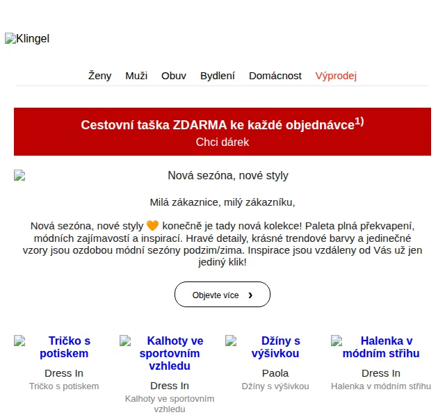 KLiNGEL: Nová kolekce podzim/zima a cestovní taška zdarma – červen 2026 | Nuslet.cz