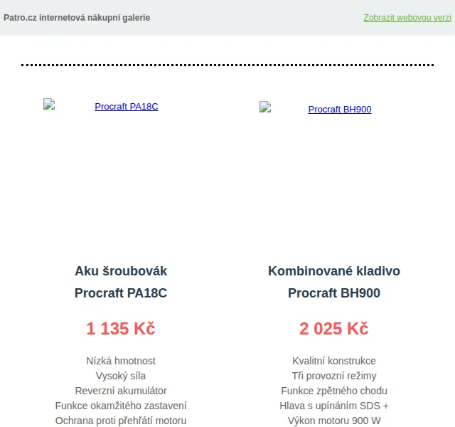 Patro.cz: Nářadí Procraft – slevy až 4 350 Kč – červen 2026 | Nuslet.cz