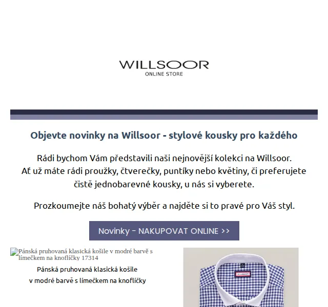 Košile Willsoor: Nová kolekce módy – červen 2026 | Nuslet.cz