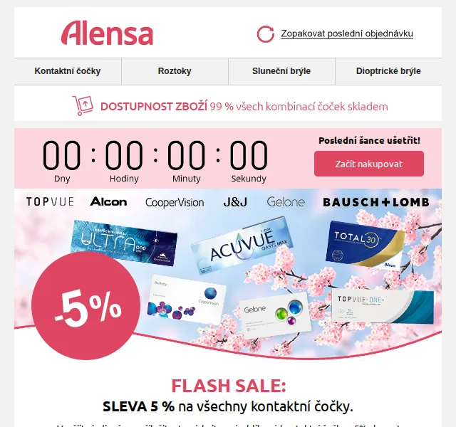 Alensa: SLEVA 5 % na kontaktní čočky – květen 2026 | Nuslet.cz