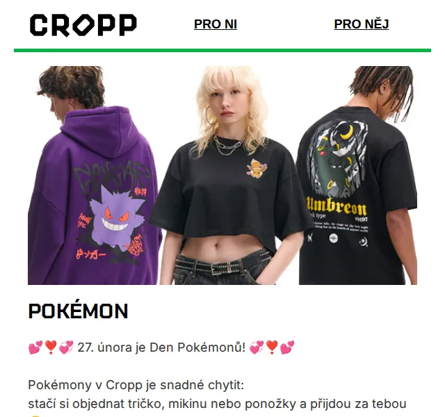Cropp: Pokémon kolekce oblečení – červen 2026 | Nuslet.cz