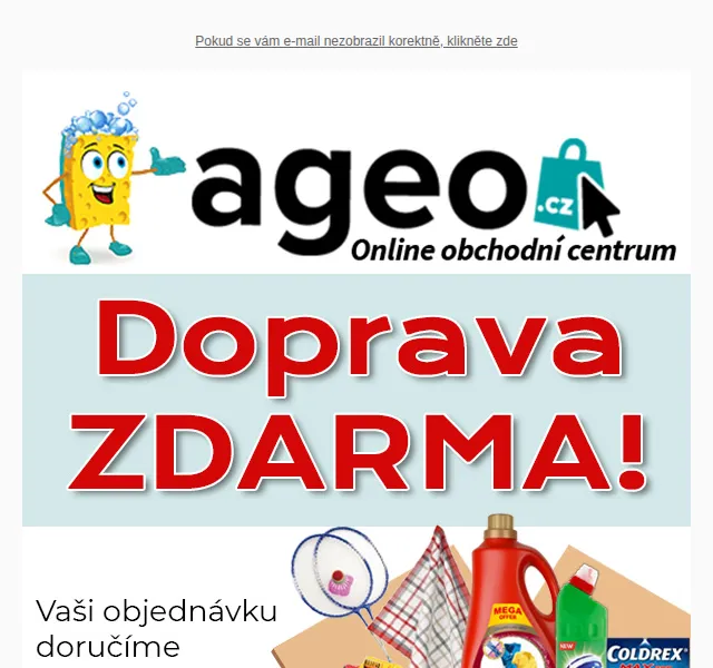 Ageo: Doprava zdarma na celý nákup – červen 2026 | Nuslet.cz
