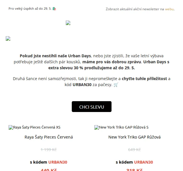 UrbanStore: Extra sleva 30 % na letní módu – červen 2026 | Nuslet.cz