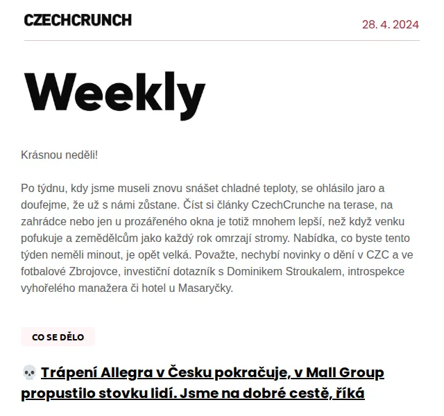 CzechCrunch: Novinky a články o CZC, bitcoinech a hotelu u Masaryčky – červen 2026 | Nuslet.cz