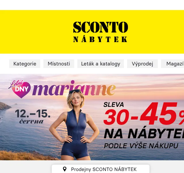 Sconto: Sleva 30-45 % na nábytek – Červen 2026 | Nuslet.cz
