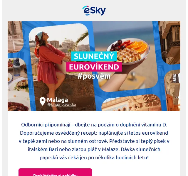 eSky.cz: Eurovíkend od 976 Kč – červen 2026 | Nuslet.cz