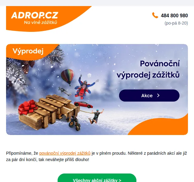 Adrop: zážitkové dárky se slevou – leden 2026 | Nuslet.cz