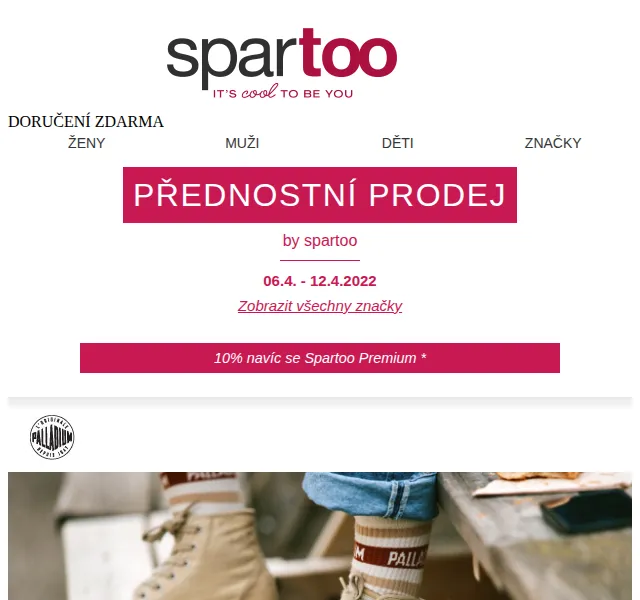 Spartoo: Až -50% na Palladium, Catimini, Calvin Klein Jeans, Mbt a Met – červen 2026 | Nuslet.cz