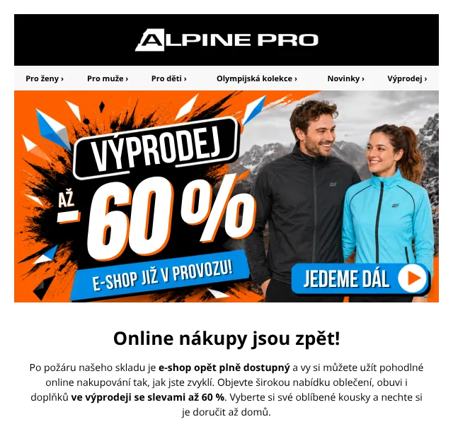Alpine Pro: sleva až 60 % na oblečení – července 2026 | Nuslet