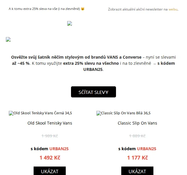 UrbanStore.cz: VANS a Converse se slevami až -45 % – červen 2026 | Nuslet.cz