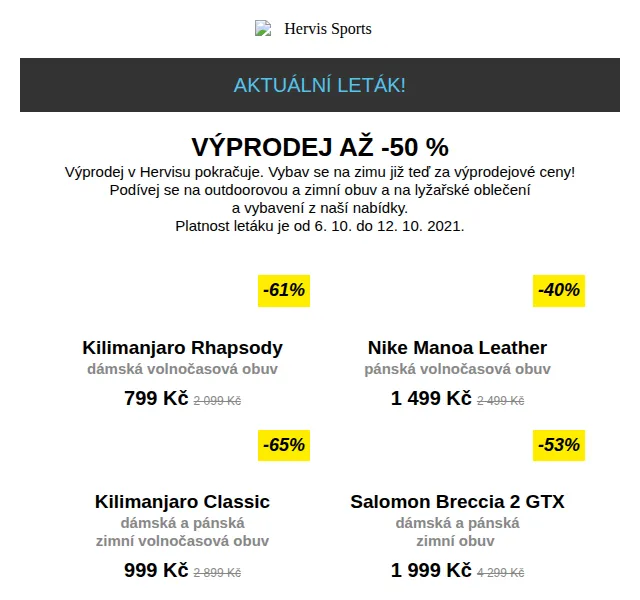 Hervis: Výprodej až –50 % na zimní vybavení – říjen 2021 | Nuslet.cz