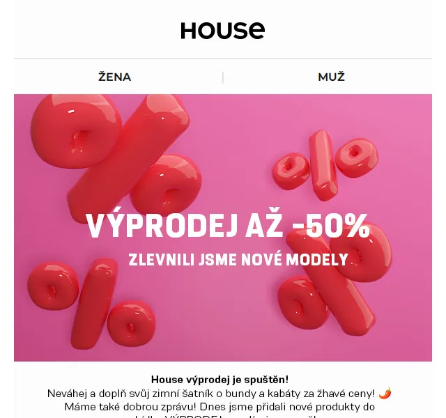 HOUSE: Sleva až 50 % na bundy – červen 2026 | Nuslet.cz