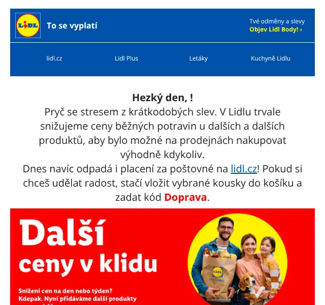Lidl: Doprava zdarma + slevy až 44 % – květen 2026