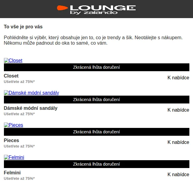 Lounge by Zalando: Výprodej Closet, Pieces a sandály až 75 % – červen 2026 | Nuslet.cz
