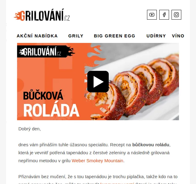 Grilování.cz: Bůčková roláda a grily Weber – červen 2026 | Nuslet.cz