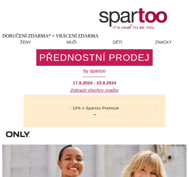 Spartoo: Až -50% na Only, Tommy Jeans, Columbia a Leindia – červen 2026 | Nuslet.cz