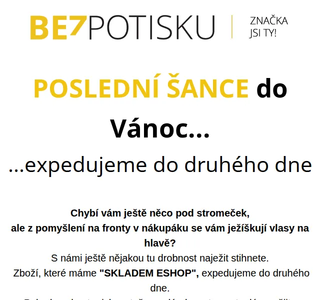 BezPotisku: Zimní doplňky od 126 Kč a trička od 480 Kč – červen 2026 | Nuslet.cz