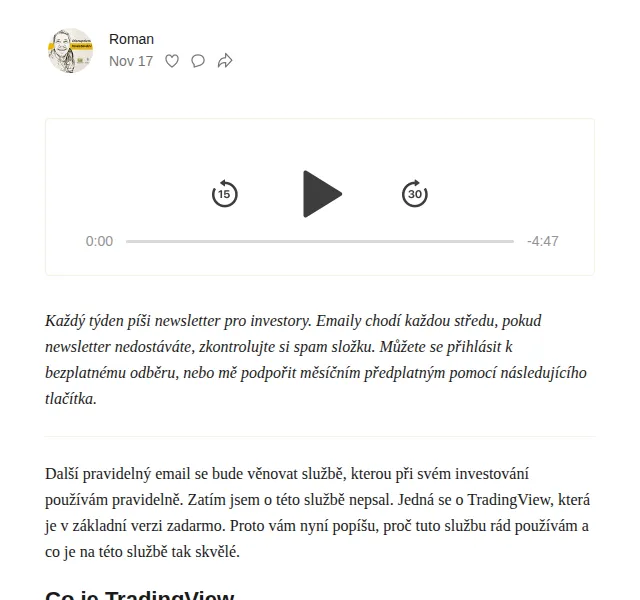 Substack: Recenze TradingView – červen 2026 | Nuslet.cz