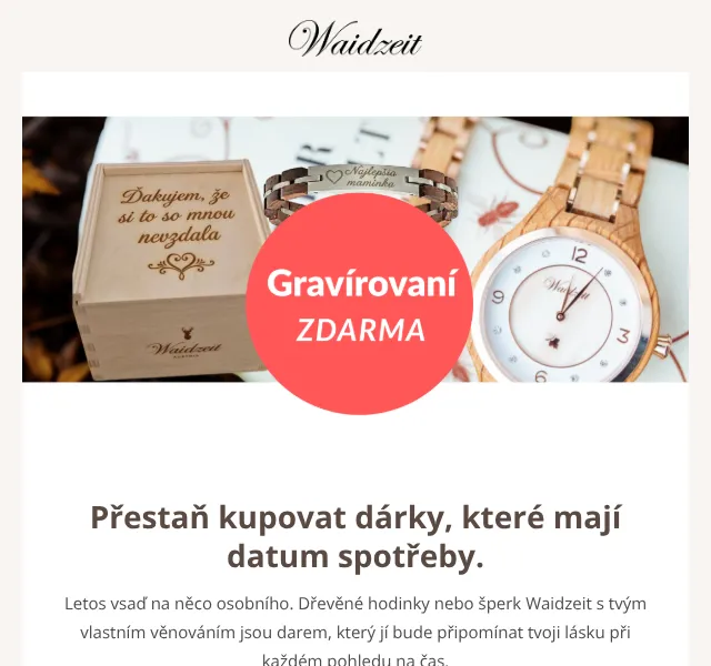 Waidzeit: Gravírování zdarma k dárkům – duben 2026 | Nuslet.cz