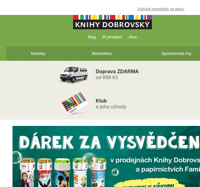 KnihyDobrovsky.cz: Odměna za vysvědčení – dárky k nákupu – červen 2026 | Nuslet.cz