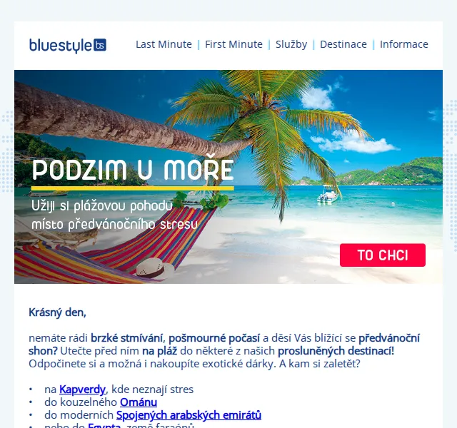 ✈ CK Blue Style ☀️: Plážová dovolená Kapverdy, Omán, SAE, Egypt – červen 2026 | Nuslet.cz