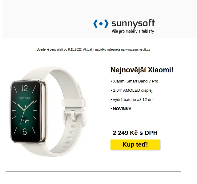 Sunnysoft: Xiaomi Smart Band 7 Pro a další – listopad 2022 | Nuslet.cz