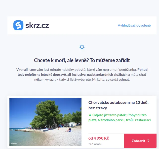 Vánoce na Skrz: Last minuty k moři od 4 990 Kč – červen 2026 | Nuslet.cz