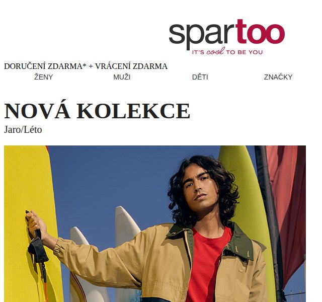 Spartoo.cz: Nová jarní kolekce – doprava zdarma – duben 2026