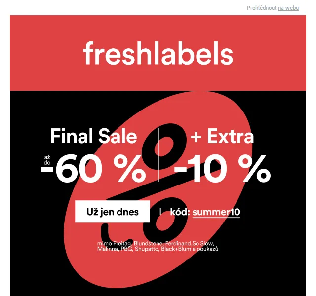 Freshlabels: letní slevy až 30 % + extra 10 % – červenec 2026 | Nuslet.cz