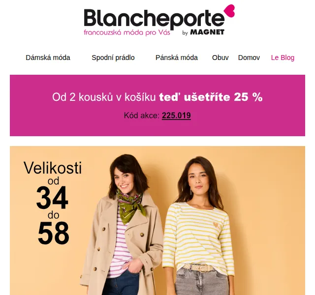 Blancheporte: -25 % na nadčasovou módu – červen 2026 | Nuslet.cz