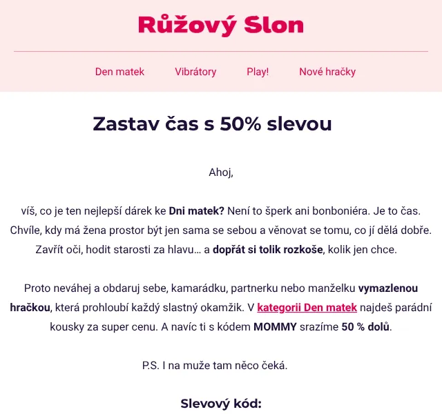 Růžový slon: Vibrátory 50 % sleva – květen 2026 | Nuslet.cz