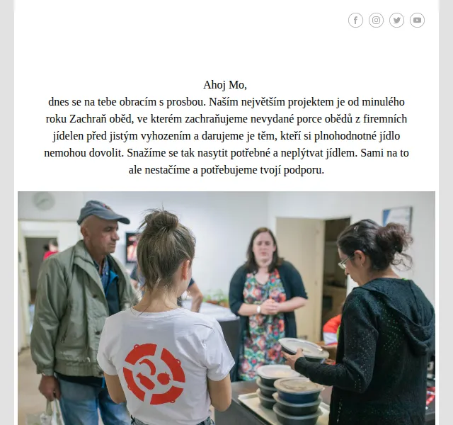 Petra ze Zachraň jídlo: Podpořte Zachraň oběd – červen 2026 | Nuslet.cz