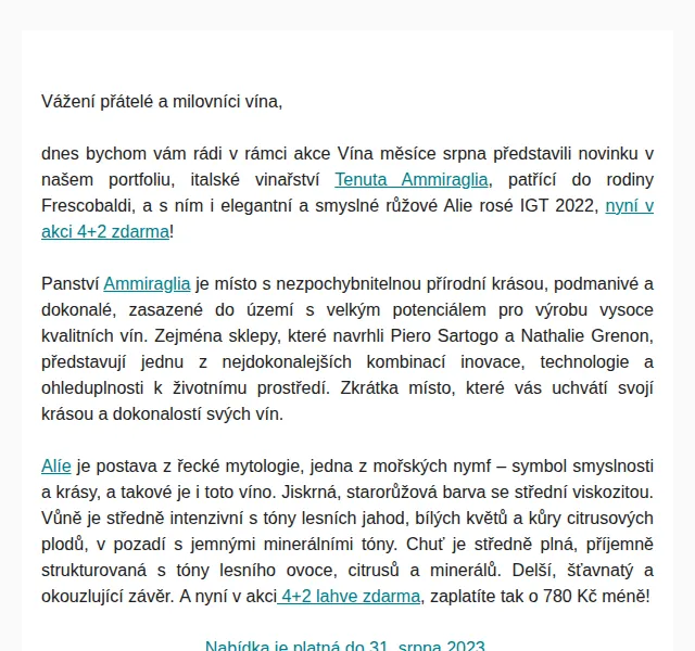 Premier Wines & Spirits: Ammiraglia Alie rosé 2022 4+2 – srpen 2024 | Nuslet.cz