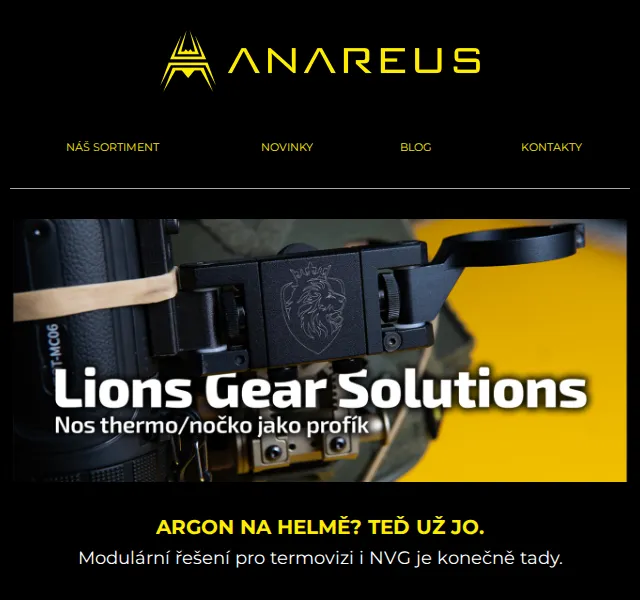 ANAREUS: LGS M.A.C.H.O.S. montáž na helmu pro OWLSET ARGON – červen 2026 | Nuslet.cz