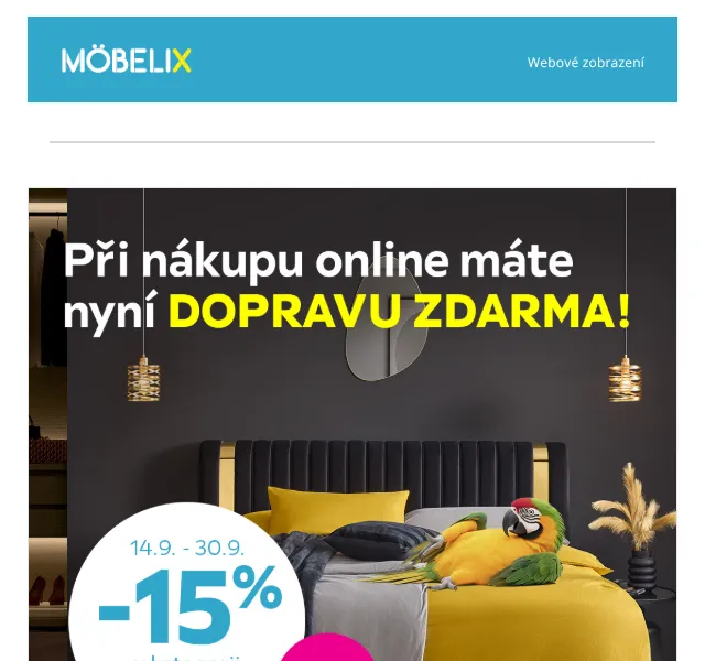 Möbelix: nábyteksleva až 60 % – září 2026