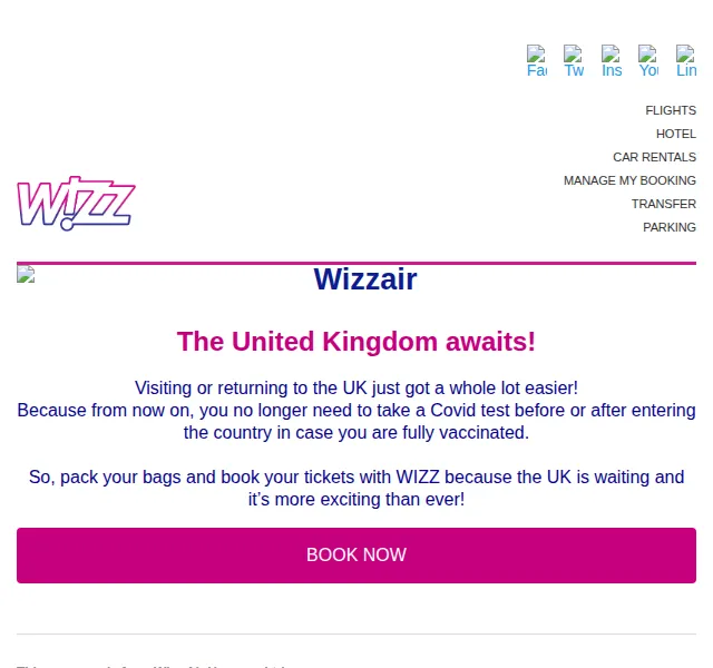 Wizz Air: Levné letenky do Velké Británie – bez testů – červen 2026 | Nuslet.cz