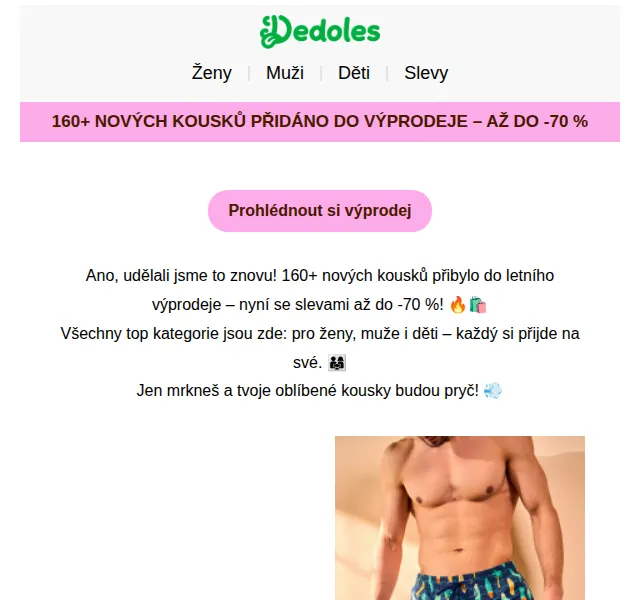 Dedoles.cz: 160+ kousků až do -70 % – červen 2026 | Nuslet.cz