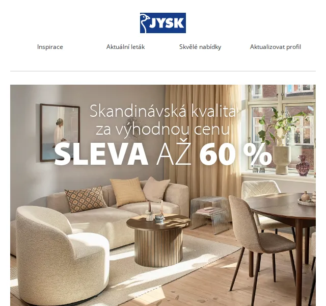 JYSK: Nábyteksleva až 65 % – duben 2026 | Nuslet.cz
