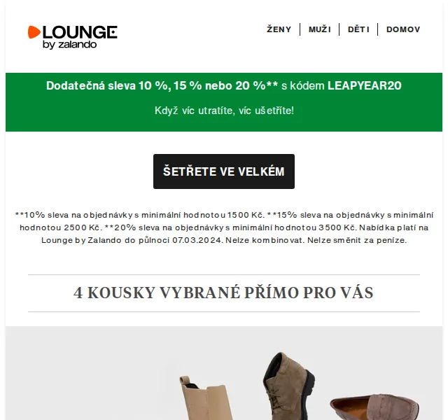 Lounge by Zalando: Extra sleva 10-20 % na Geox, VILA – červen 2026 | Nuslet.cz