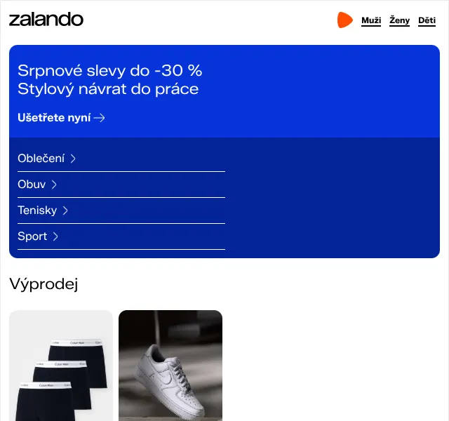 Zalando: Srpnové slevy do -30 % – Srpen 2026