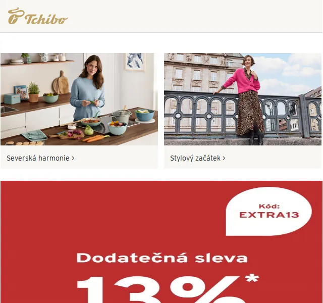 Tchibo: Extra 13% sleva na módu a bydlení – duben 2026