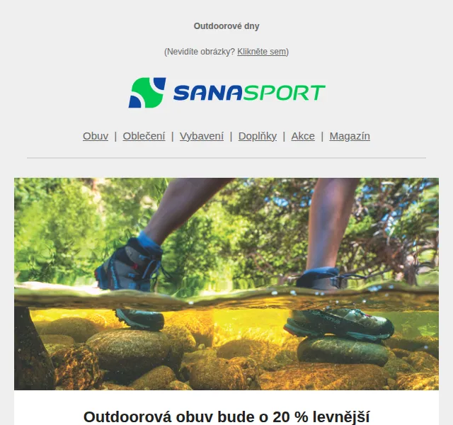Sanasport: Sleva 20 % na outdoorové boty – červen 2026 | Nuslet.cz