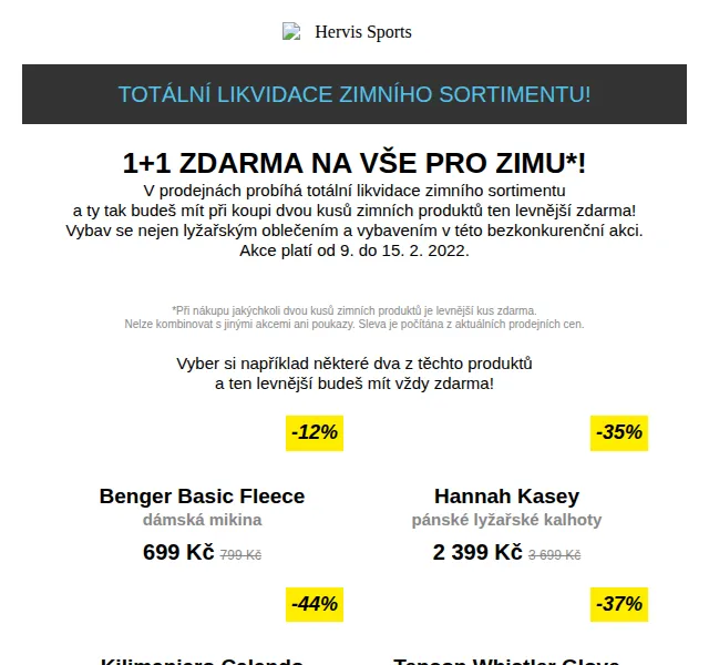 Hervis: 1+1 ZDARMA na zimní sortiment – červen 2026 | Nuslet.cz