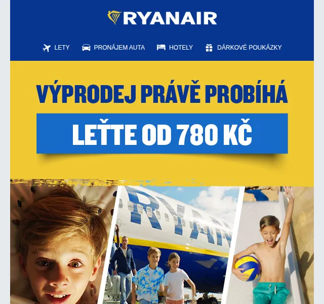 Ryanair: Letenky od 780 Kč – červen 2026 | Nuslet.cz