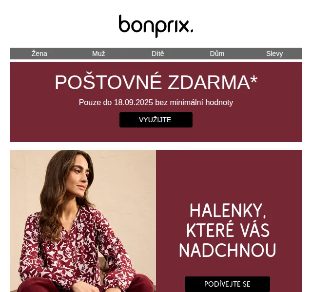 bonprix: Poštovné zdarma – červen 2026 | Nuslet.cz