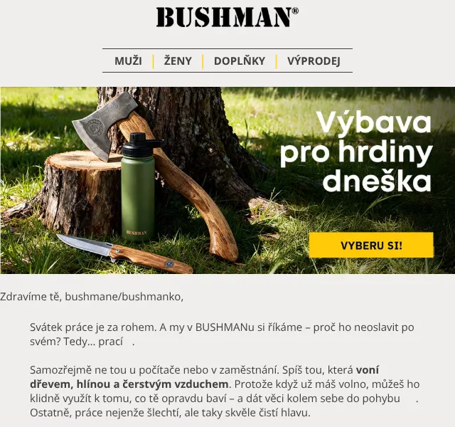BUSHMAN: Sekery, nože a lopaty – duben 2026 | Nuslet.cz