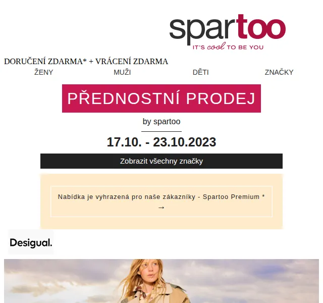 Spartoo: Až -50% sleva na Desigual, adidas Performance, Esprit a Guess – červen 2026 | Nuslet.cz