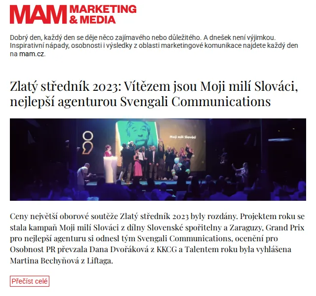 Marketing & Media: Zlatý středník 2023 – vítězové a novinky | Nuslet.cz