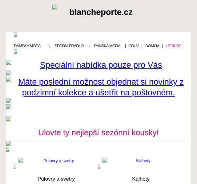 Blancheporte: Poštovné zdarma na podzimní kolekci – červen 2026 | Nuslet.cz