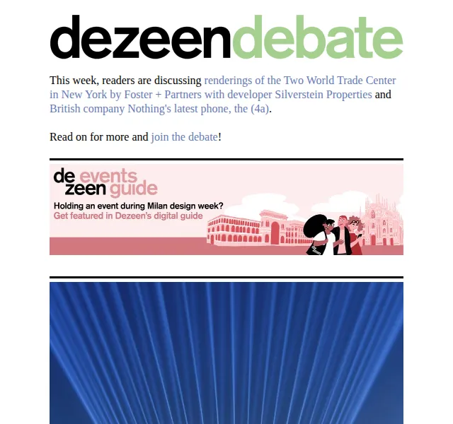 Dezeen Daily: Debata o Two World Trade Center – červenec 2026 | Nuslet.cz